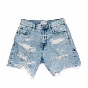 PacSun Blue Denim Distressed Jean Shorts